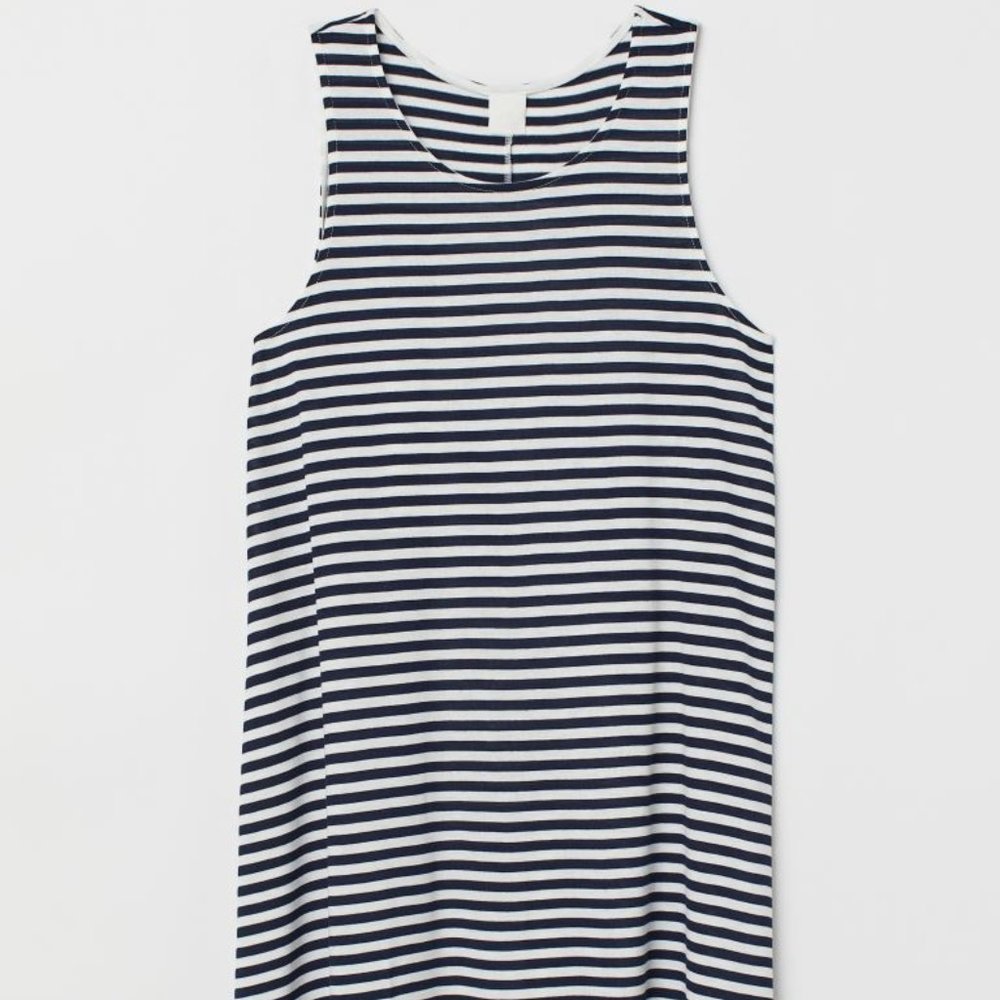 HM - Black/White Striped A-Line Dress